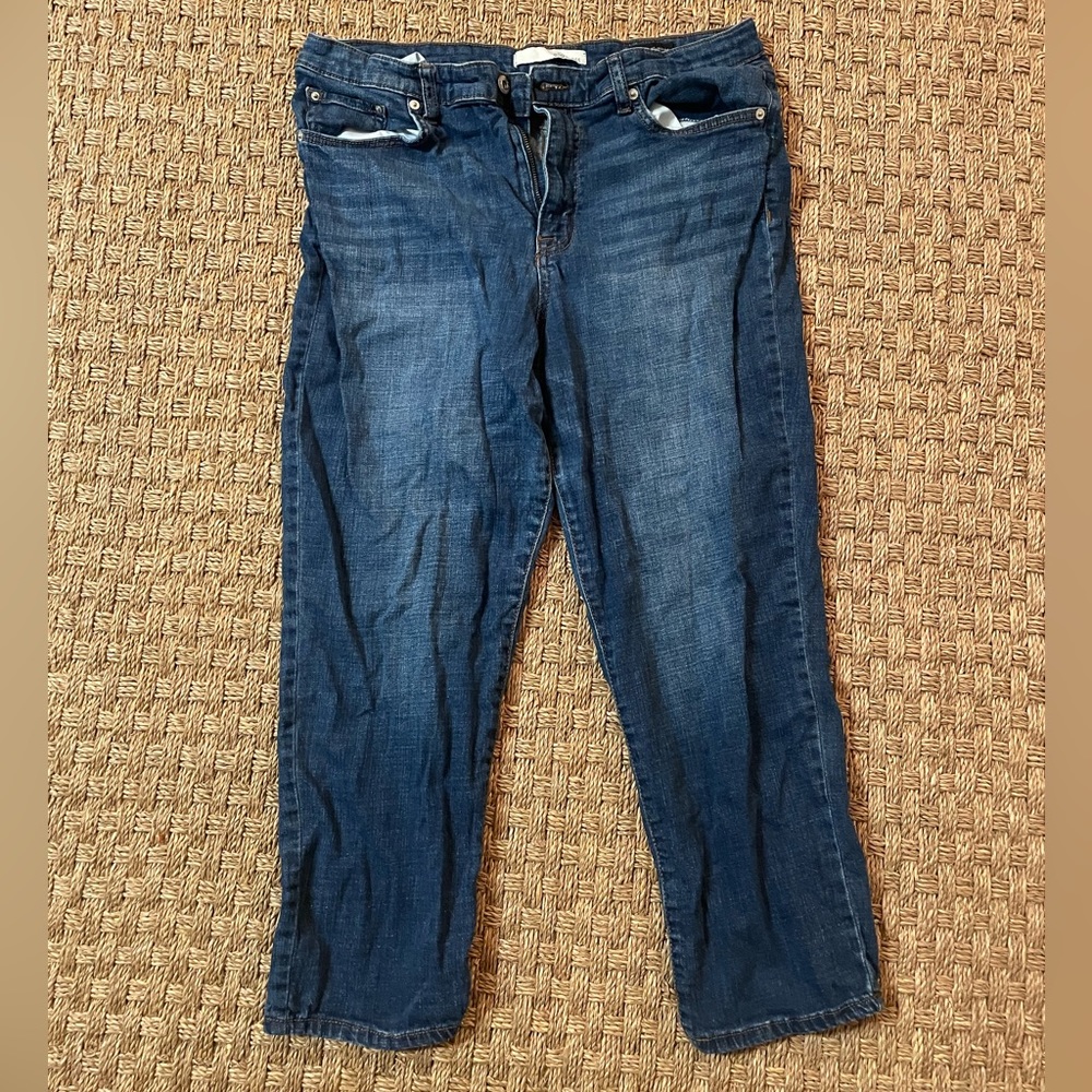 high waist straight leg jean capris